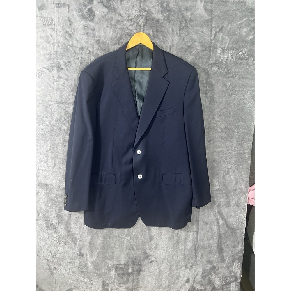 Mens Navy Blue Two Button Blazer Sport Coat Jacket Notched Lapel Business Casual